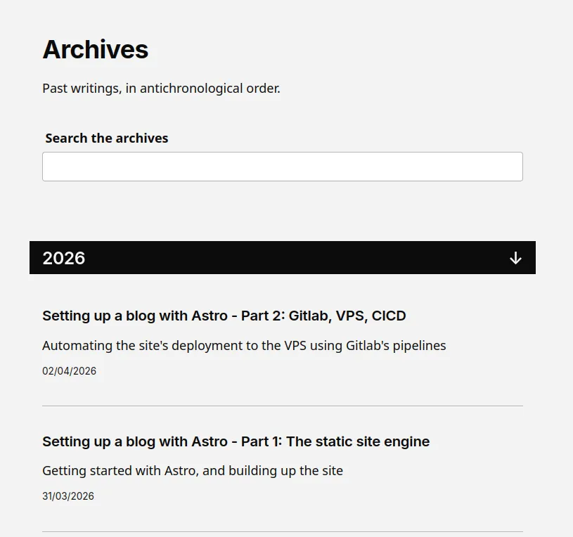 Capture of the reworked search
page